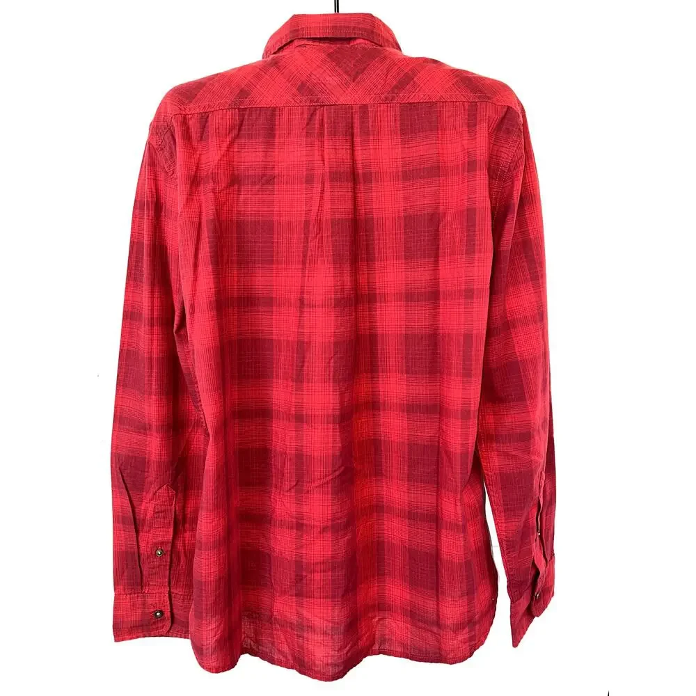 Levi's Red Plaid Button Down Shirt Men's Long‎ Sleeve Casual Size L
